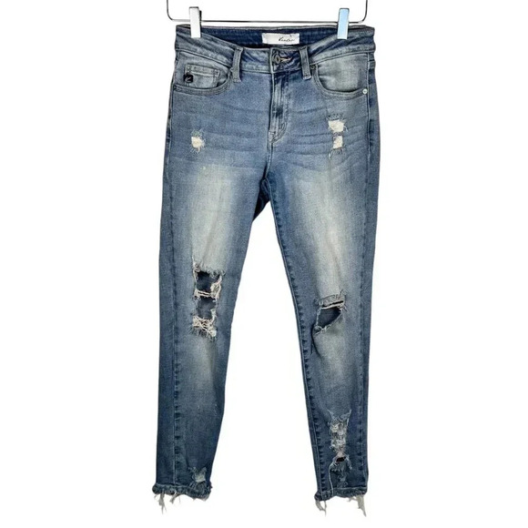 Kancan Los Angeles Size 5/26 Blue Skinny Distressed Denim Jeans Casual Streetwar - Picture 1 of 6